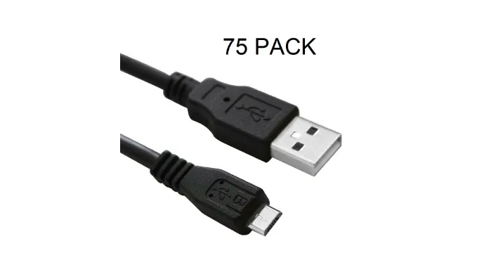 10/75/500 Packs: Micro USB 1.5FT Charging Cables Compatible with 100's of Devices (Bulk Packaging) - Ships Quick from US!