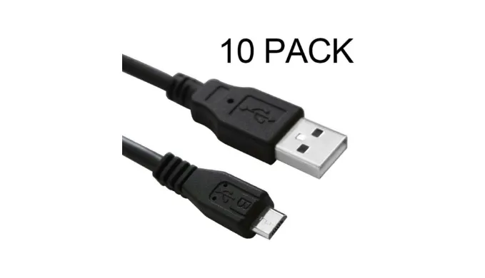 10/75/500 Packs: Micro USB 1.5FT Charging Cables Compatible with 100's of Devices (Bulk Packaging) - Ships Quick from US!