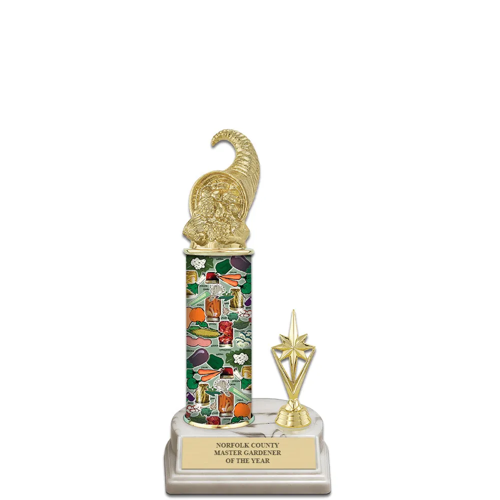 11" Custom White Base Award Trophy With Trim