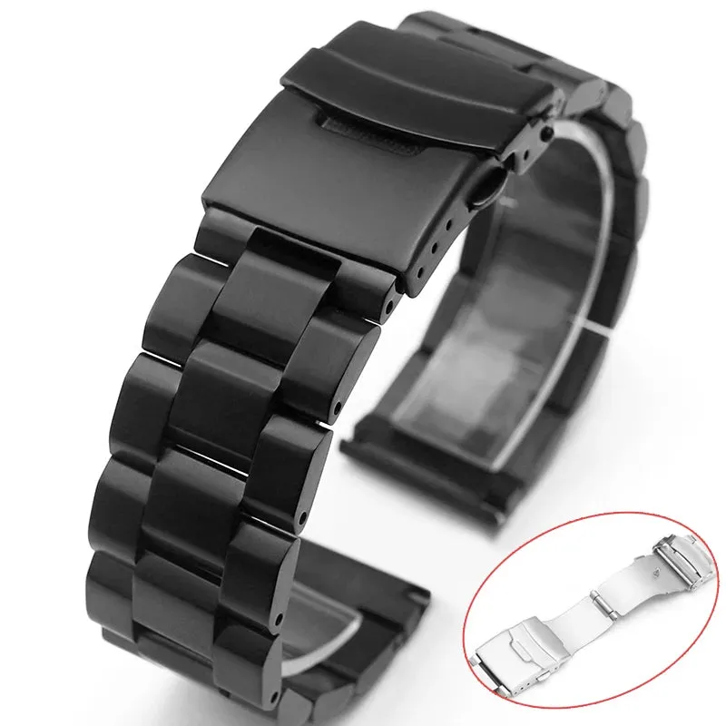 18mm 20mm 22mm 24mm Solid Buckle Metal Strap Stainless Steel Bracelet for Samsung Watch 3 Band for Huawei Watch Luxury Wristband