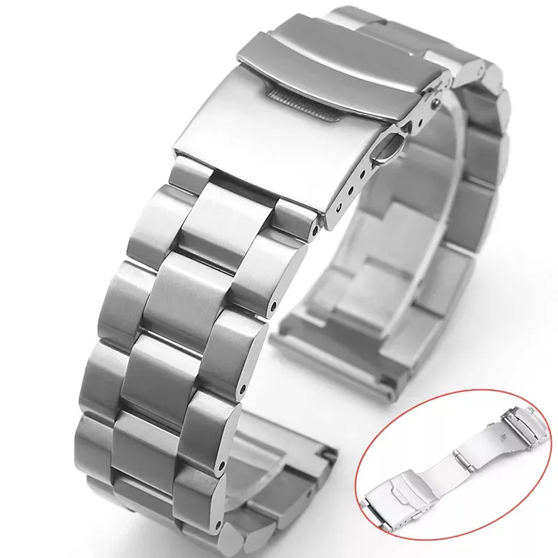 18mm 20mm 22mm 24mm Solid Buckle Metal Strap Stainless Steel Bracelet for Samsung Watch 3 Band for Huawei Watch Luxury Wristband