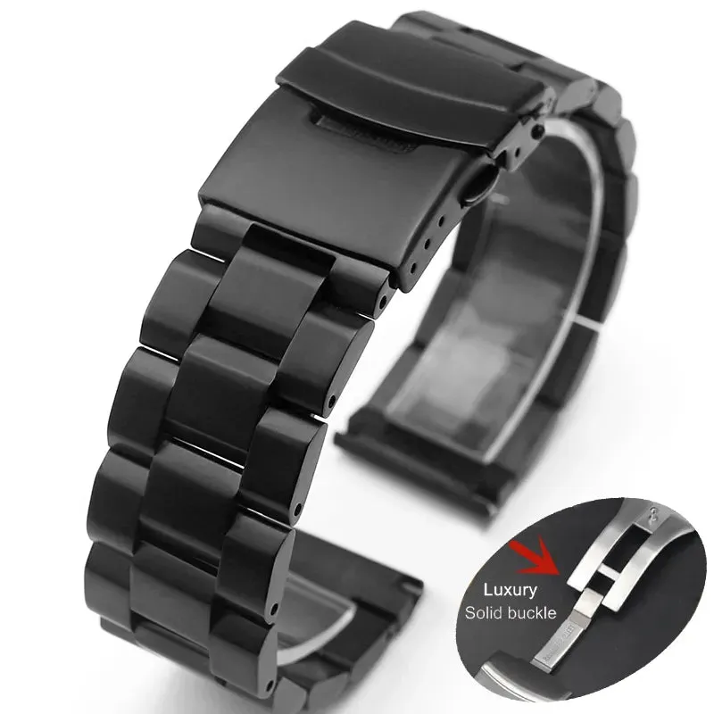 18mm 20mm 22mm 24mm Solid Buckle Metal Strap Stainless Steel Bracelet for Samsung Watch 3 Band for Huawei Watch Luxury Wristband