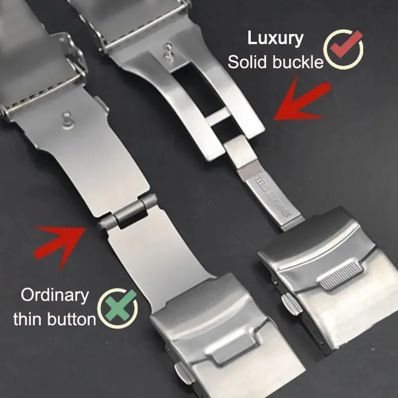 18mm 20mm 22mm 24mm Solid Buckle Metal Strap Stainless Steel Bracelet for Samsung Watch 3 Band for Huawei Watch Luxury Wristband