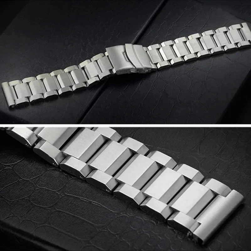 18mm 20mm 22mm 24mm Solid Buckle Metal Strap Stainless Steel Bracelet for Samsung Watch 3 Band for Huawei Watch Luxury Wristband