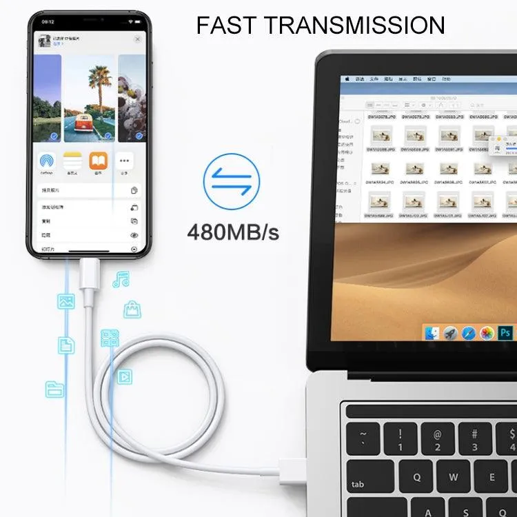 1m USB 8 Pin Fast Charging and Data Sync Cable