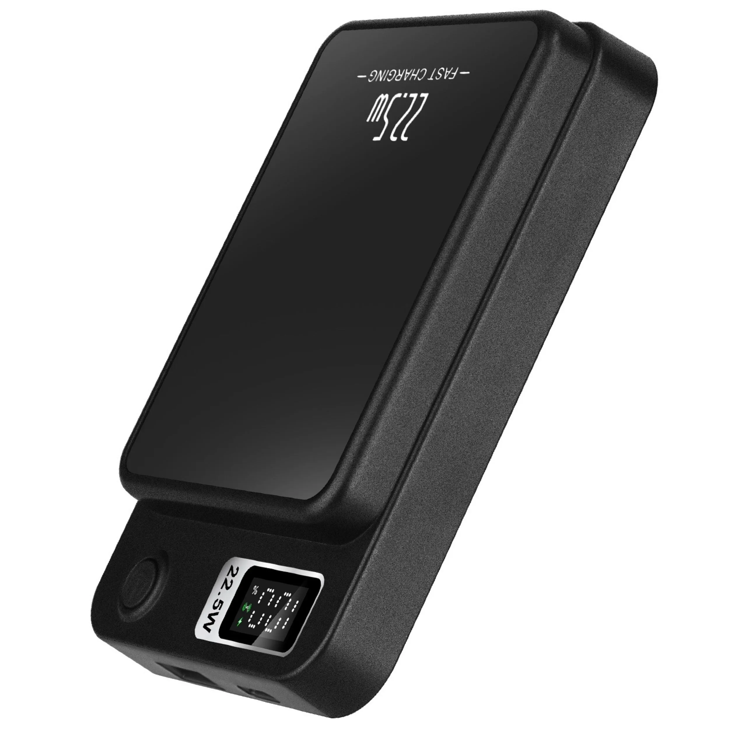 2-in-1 MagSafe Power Bank: 10,000mAh PD20W Fast Charger for iPhone 14 Series & More. Wireless Charging & Magnetic feature included. - Black