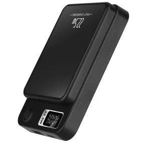 2-in-1 MagSafe Power Bank: 10,000mAh PD20W Fast Charger for iPhone 14 Series & More. Wireless Charging & Magnetic feature included. - Black