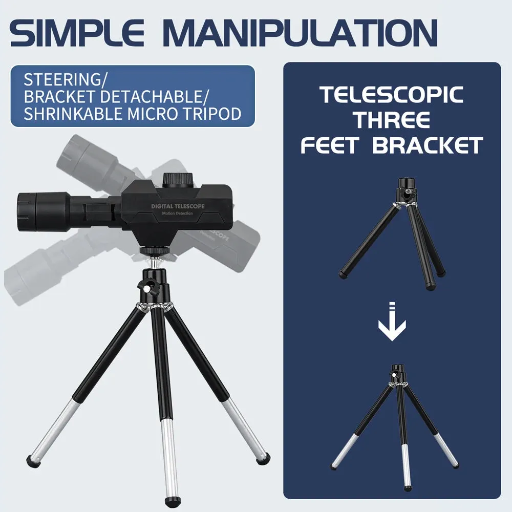 2 Million Pixel Telescope 70X Electronic Monocular Large Aperture Objective Lens Telescope Photos Videos with Rotating Tripod