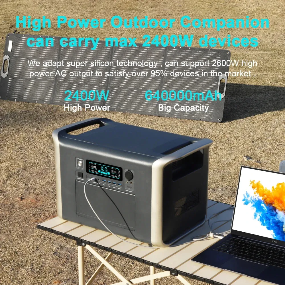 2600W 2400W portable power station lifepo4 UPS Power Supply Camping Solar Electric Generator Power Bank Rechargeable battery Out