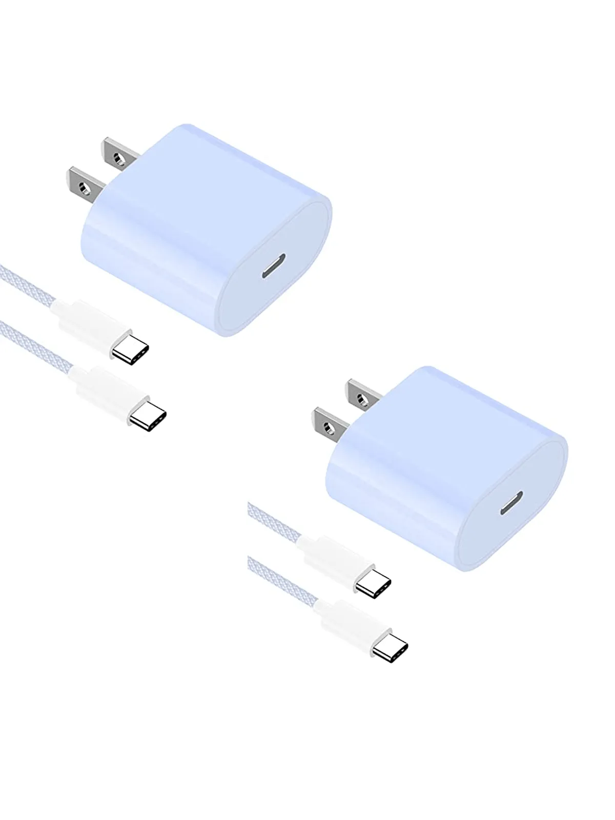 2pcs/set White Charger And Data Cable