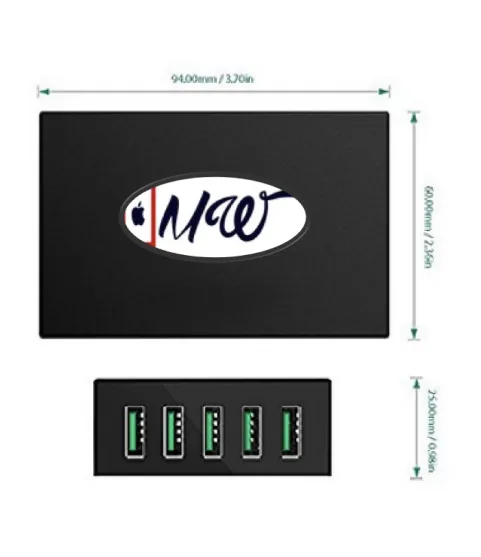 5-Port USB Charging Station with 50W/10A Output USB Charger for iPhone X / 8 / 7 / Plus