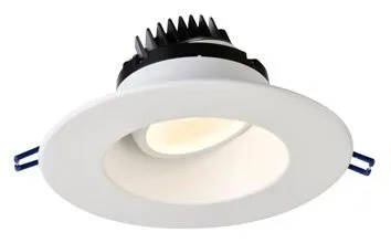 6 Inch Round Regressed Gimbal LED Downlight - High Output -18 Watt - 4000 Kelvin - White Trim - 35 Degree Beam Spread - 1650 Lumen - Type IC Air-Tight Wet ES CRI 90 