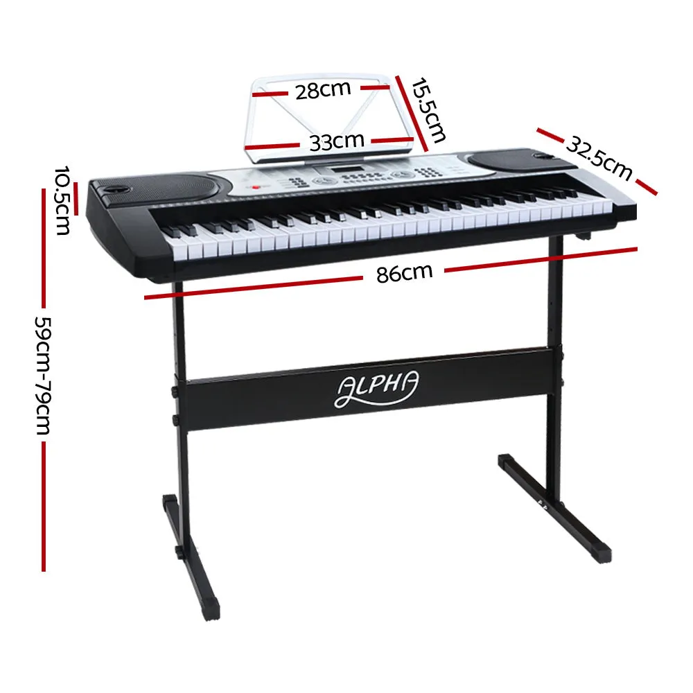 61-Key Electronic Piano Keyboard w/ Stand, 255 Rhythms - Alpha