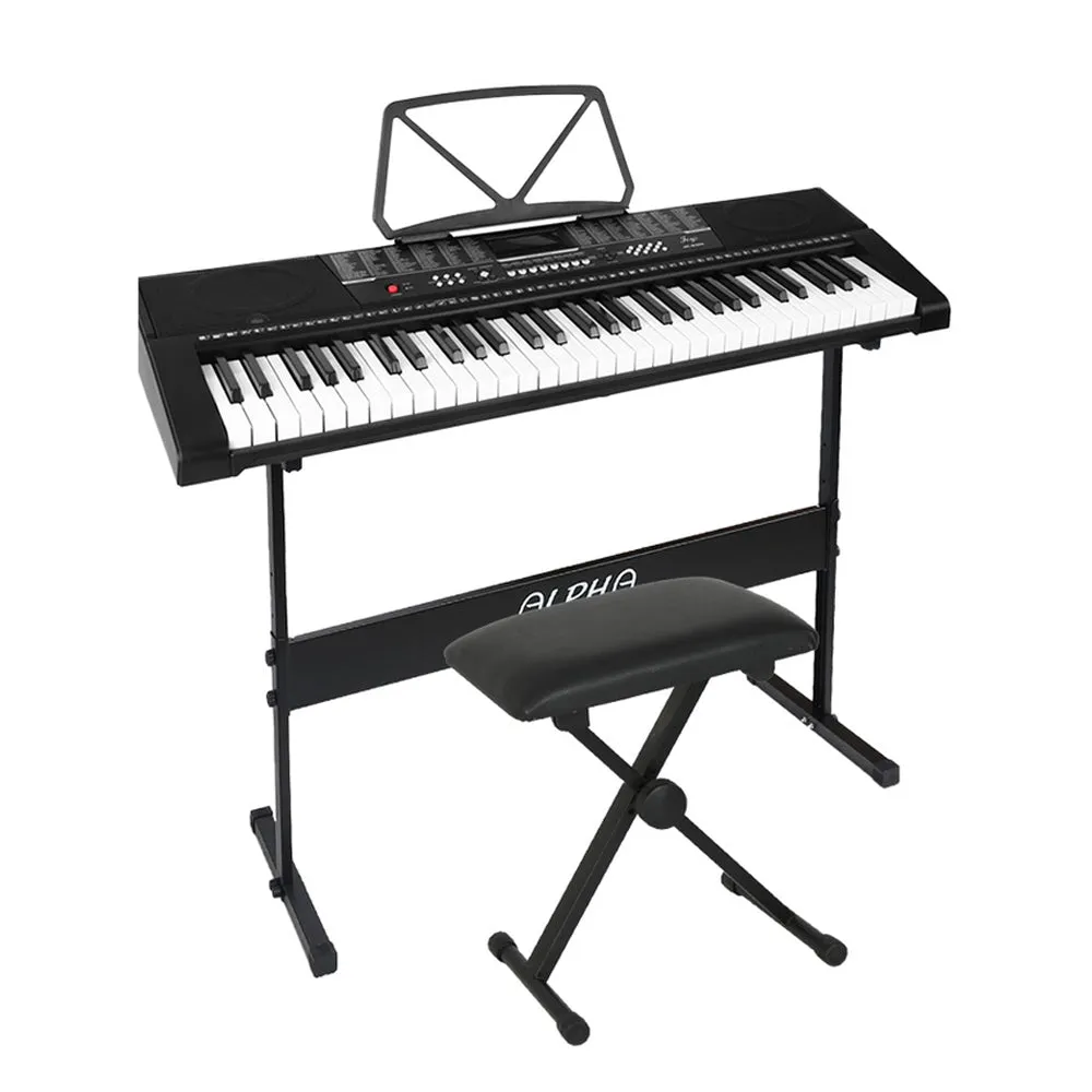 61-Key LED Electric Piano Keyboard w/ Stand, Stool, AC Adapter - Alpha