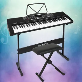 61-Key LED Electric Piano Keyboard w/ Stand, Stool, AC Adapter - Alpha