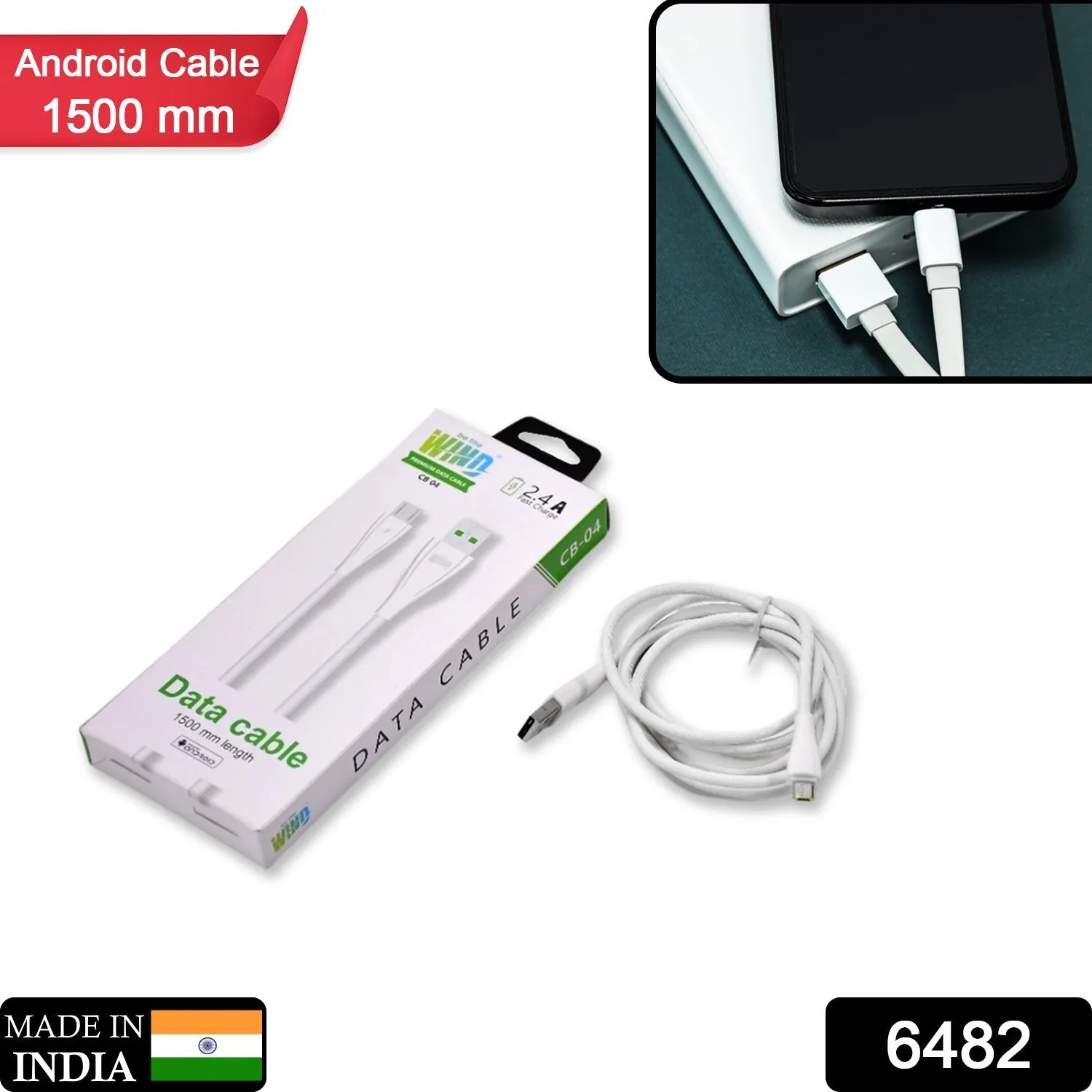 6482 Fast Charging for android & Data Transfer Extra Tough Long Micro Cable for All Compatible Smartphone and Tablets (1500mm)