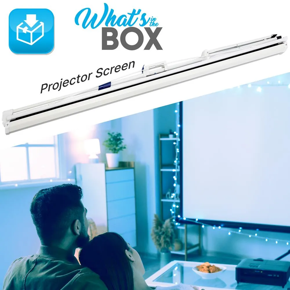 72-Inch Video Projector Screen, Easy Fold-Out & Roll-Up Projection Display, Tripod Stand Style