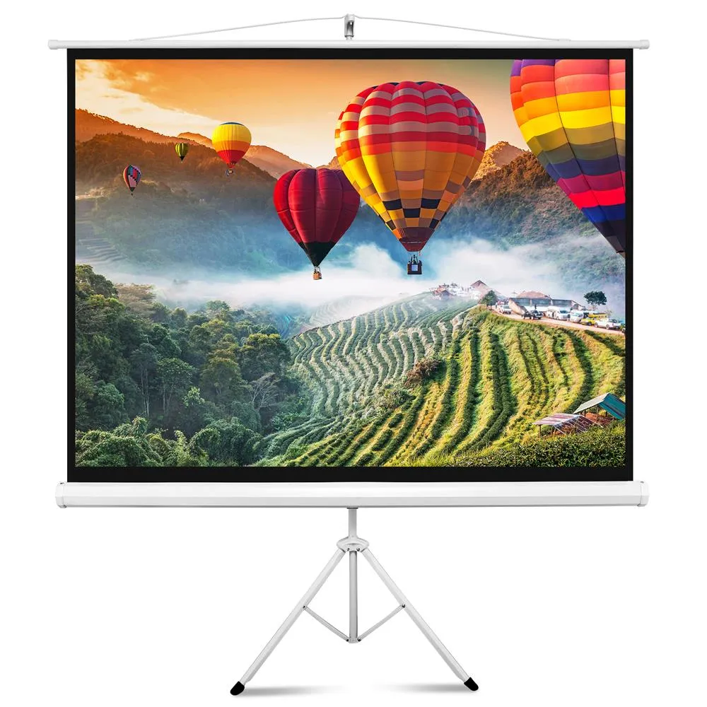 72-Inch Video Projector Screen, Easy Fold-Out & Roll-Up Projection Display, Tripod Stand Style