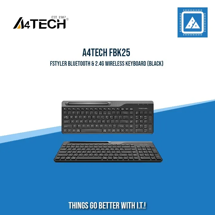 A4TECH FBK25 FSTYLER BLUETOOTH & 2.4G WIRELESS KEYBOARD (BLACK)