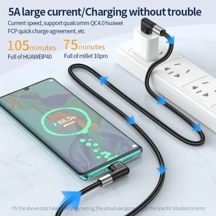 A9 100W 90-Degree USB-C to USB-C Braided Data and Charging Cable