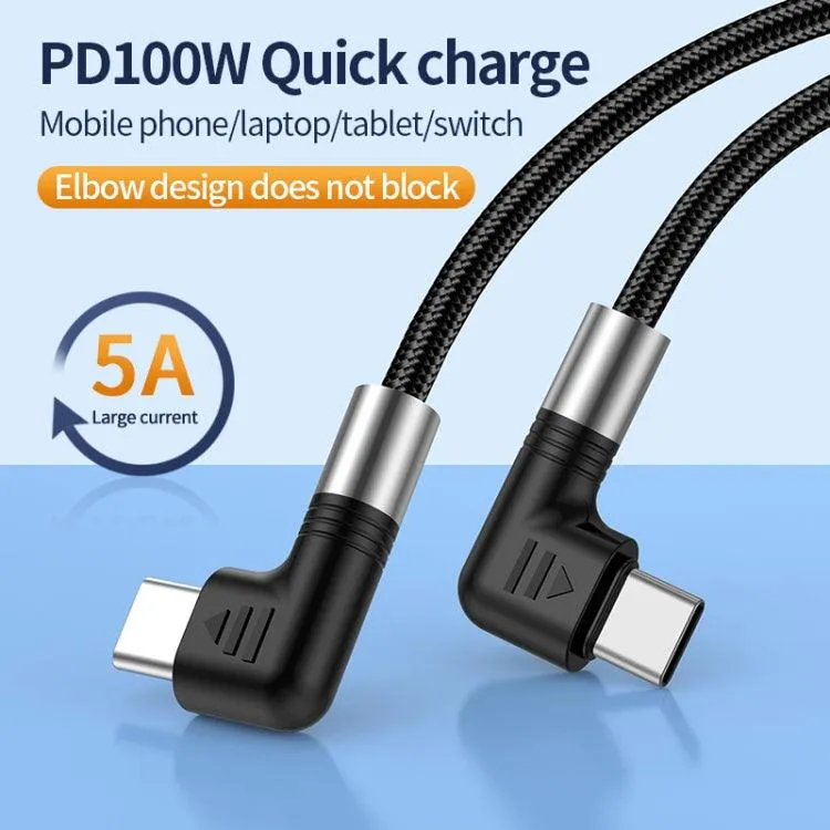 A9 100W 90-Degree USB-C to USB-C Braided Data and Charging Cable