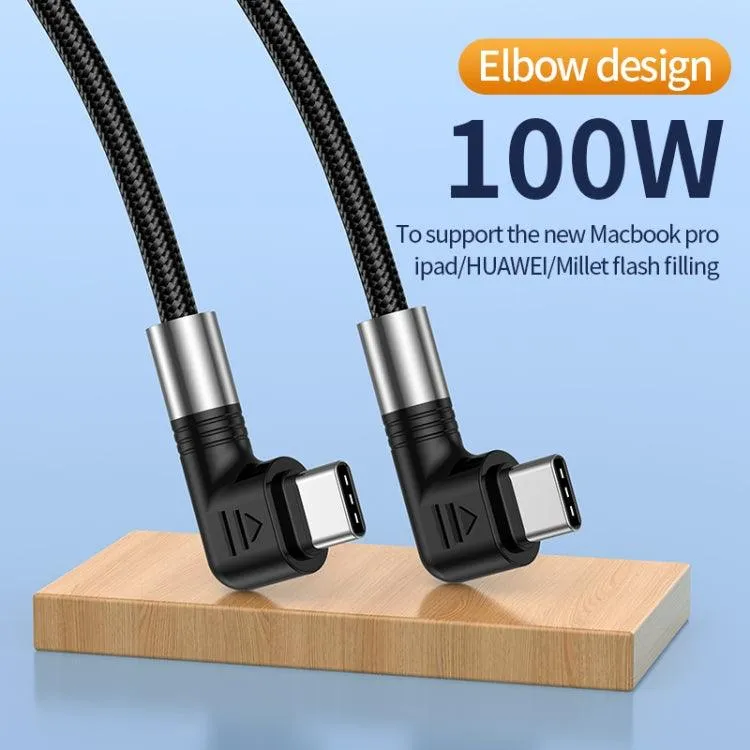 A9 100W 90-Degree USB-C to USB-C Braided Data and Charging Cable