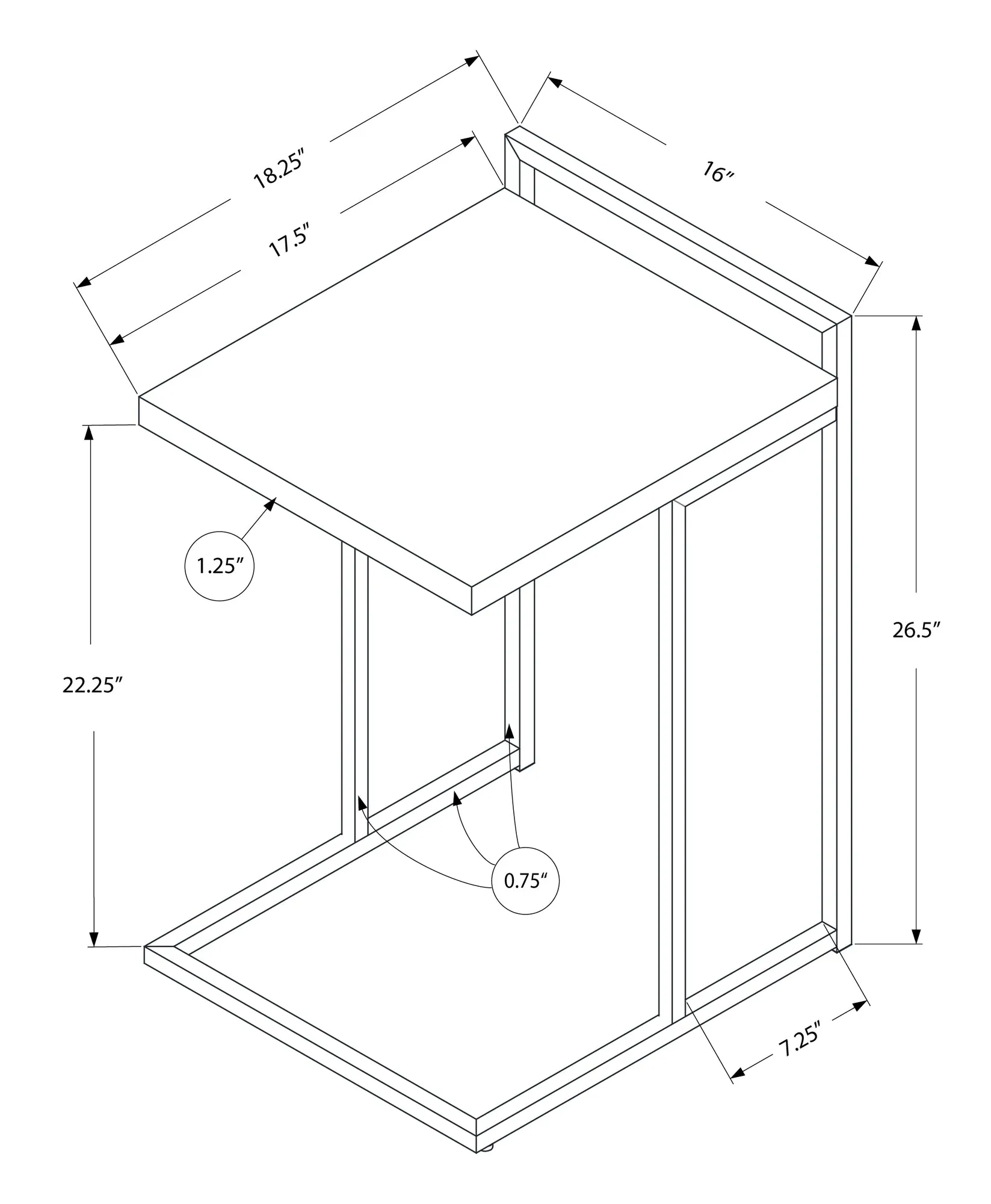 Accent Table - 25"H / Grey / Chrome Metal