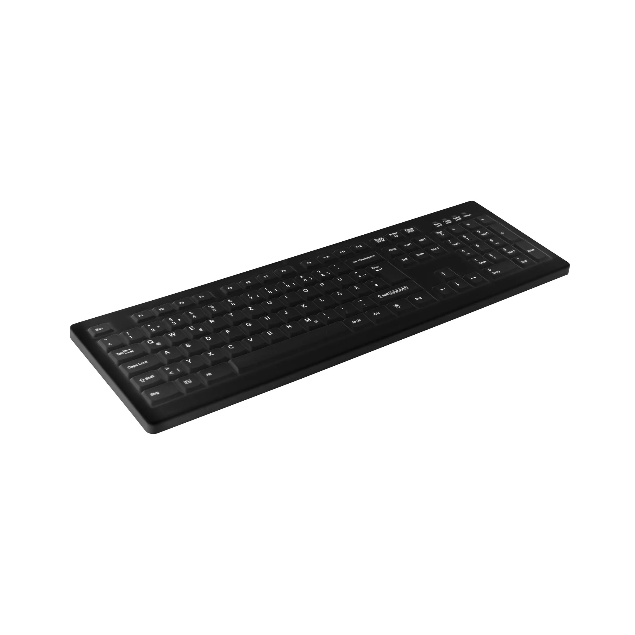 Active Key AK-C8100F Wipeable Keyboard in Black with Numpad - Wireless