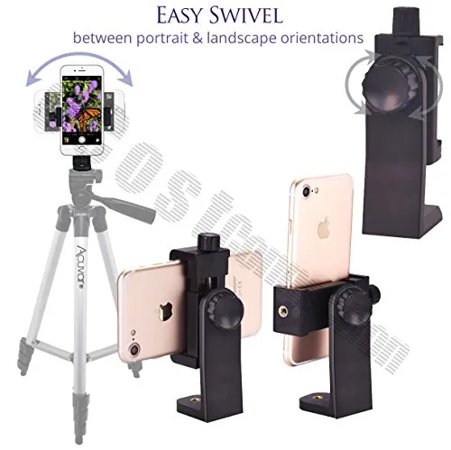 Acuvar Heavy Duty Rotating Smartphone Tripod Mount Holder. Fits iPhone 11 Pro Max, 11 Pro, 11, X Xs Max Xr 8, 8 , 7, 7 Plus, 6, SE 2, Samsung Note Galaxy S20 S10 Android and Many Phones