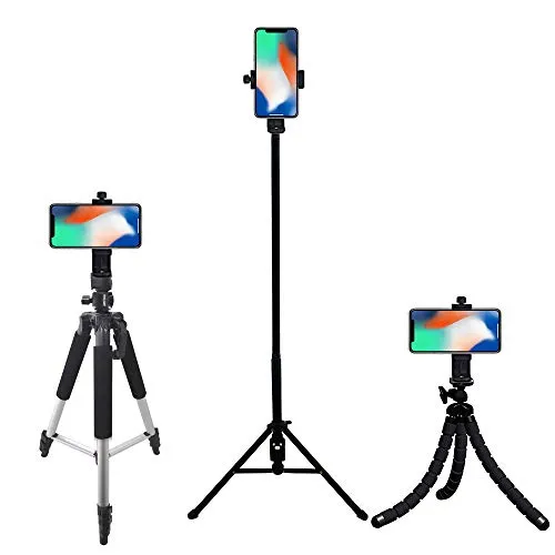 Acuvar Heavy Duty Rotating Smartphone Tripod Mount Holder. Fits iPhone 11 Pro Max, 11 Pro, 11, X Xs Max Xr 8, 8 , 7, 7 Plus, 6, SE 2, Samsung Note Galaxy S20 S10 Android and Many Phones