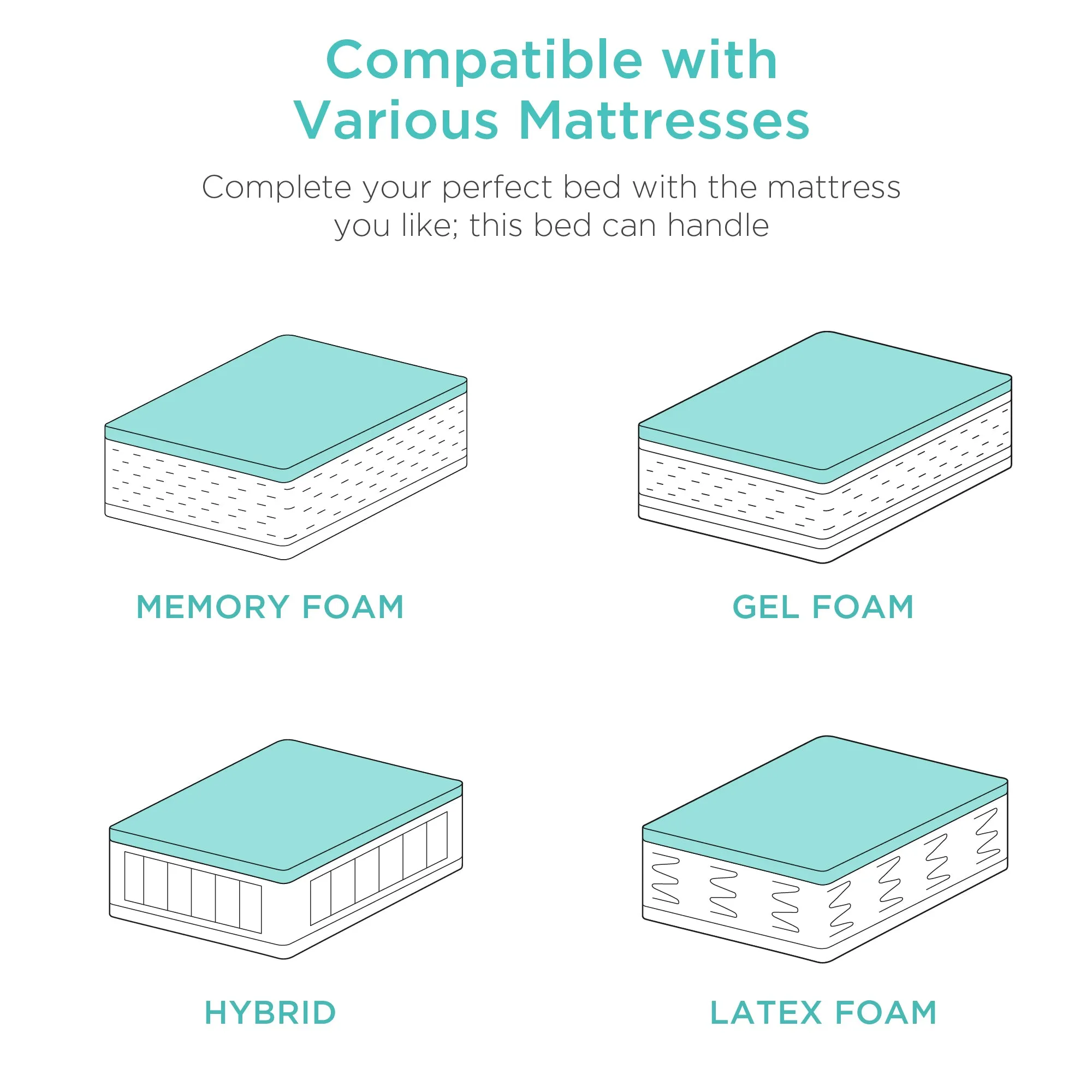 Adjustable Bed Base with Massage, Remote, USB Ports