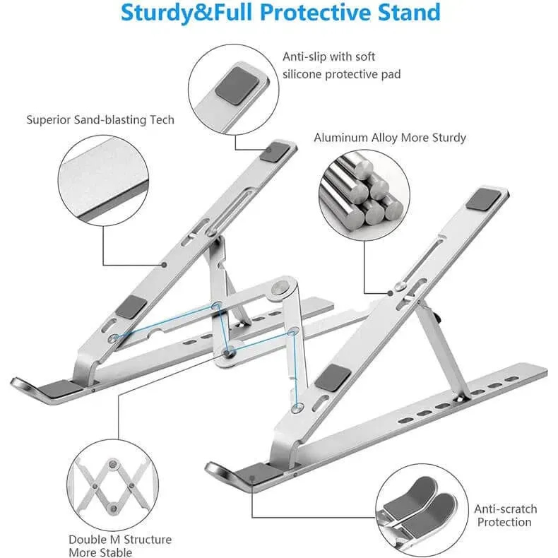 Adjustable Stand Holder with Built-in Foldable Legs Classic Cooling pads for Laptop & Tablet