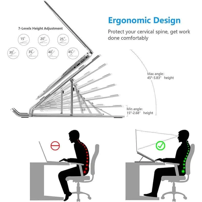 Adjustable Stand Holder with Built-in Foldable Legs Classic Cooling pads for Laptop & Tablet