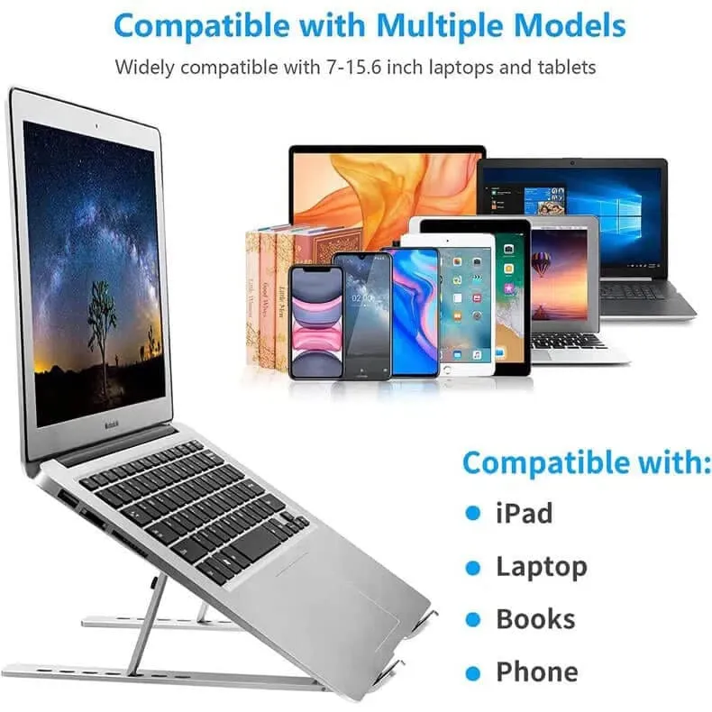 Adjustable Stand Holder with Built-in Foldable Legs Classic Cooling pads for Laptop & Tablet