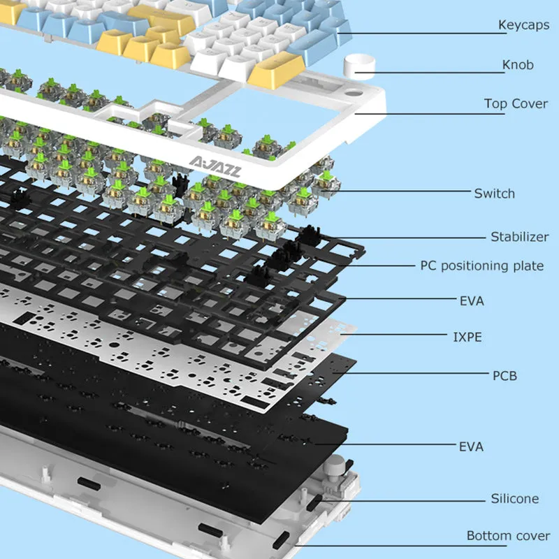 Ajazz AK992 Summer Blue Wireless Mechanical Keyboard