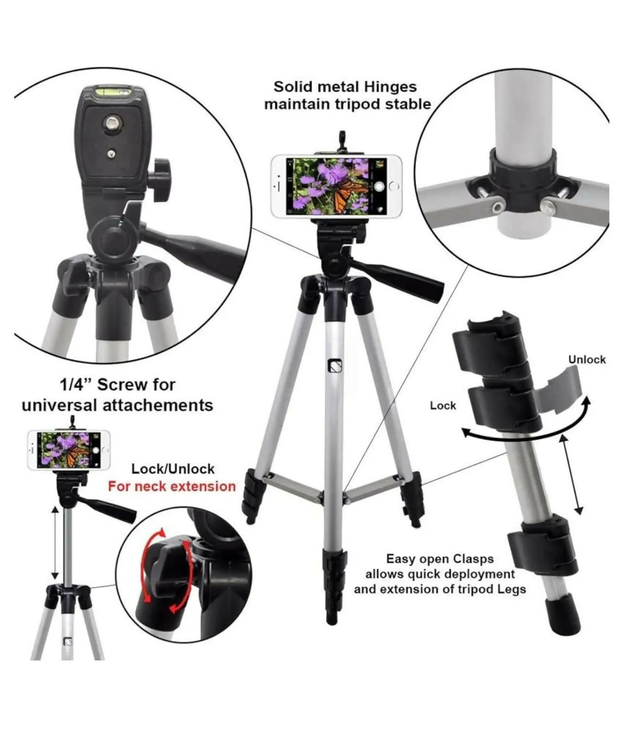 All-in-One Tripod 3110 portable stand for Cameras & Phones