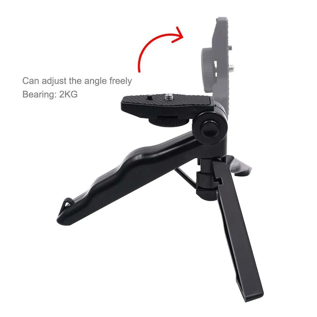 AMZER Foldable Tripod With Smartphone Fixing Clamp 1/4 inch Holder Bracket Mount for DJI OSMO Pocket - Black