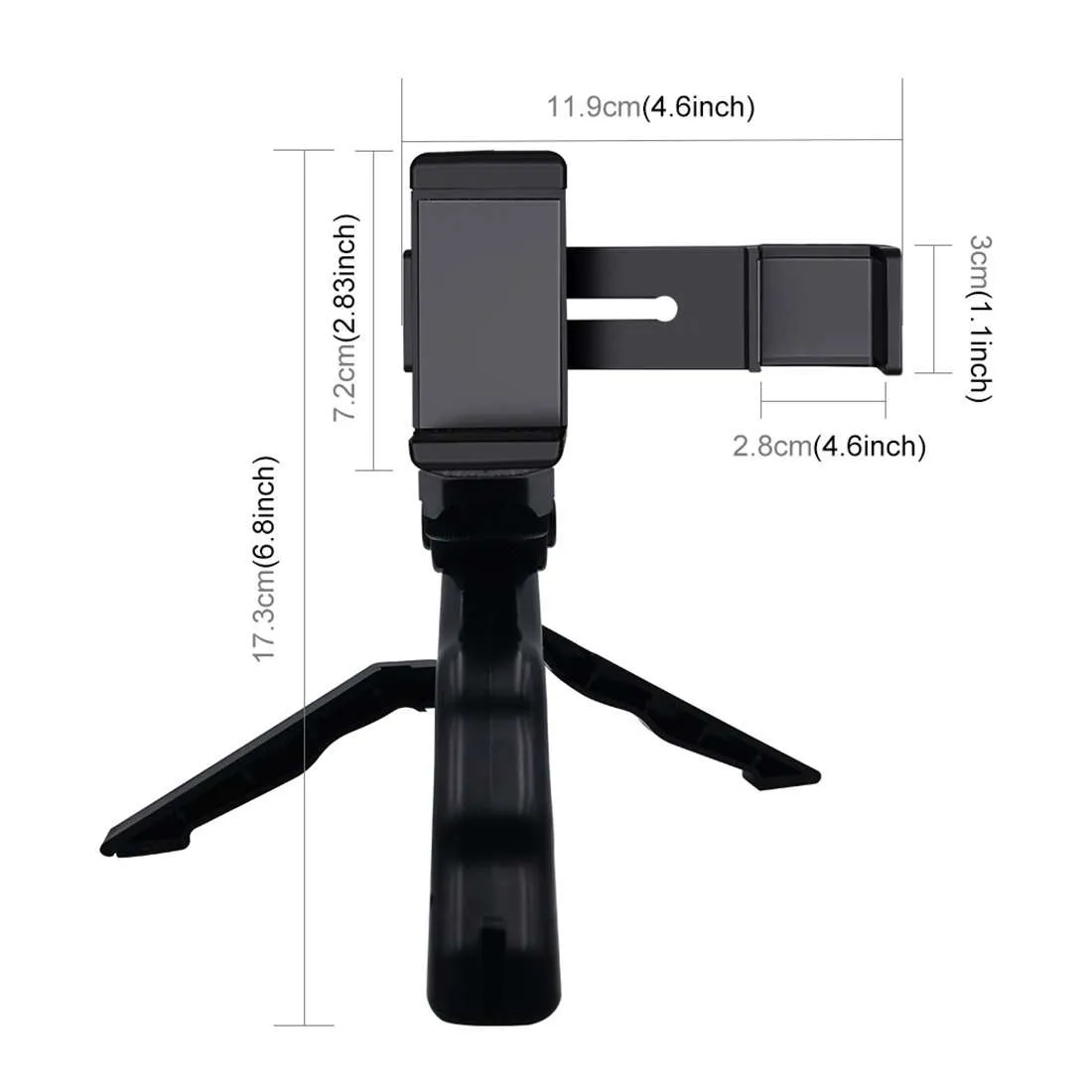 AMZER Foldable Tripod With Smartphone Fixing Clamp 1/4 inch Holder Bracket Mount for DJI OSMO Pocket - Black