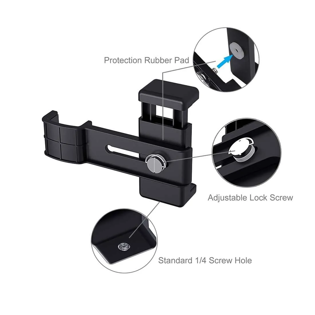 AMZER Foldable Tripod With Smartphone Fixing Clamp 1/4 inch Holder Bracket Mount for DJI OSMO Pocket - Black