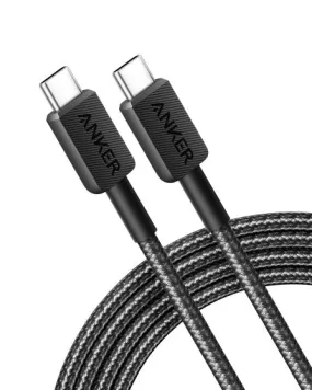 Anker 322 USB-C to USB-C Cable 60W Braided (1.8m/6ft) -Black A81F6H11