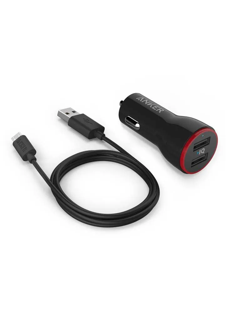 Anker - Powerdrive 2 Usb Car Charger & Micro Usb Cable (Black)