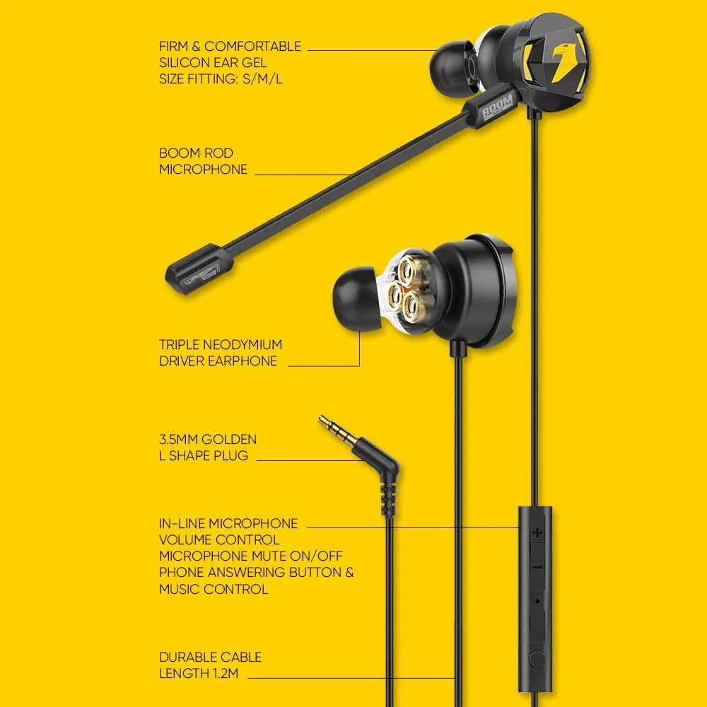 Armaggeddon WASP-7 PRO 3D with Triple Neodymium Driver and Mic Gaming Earphone