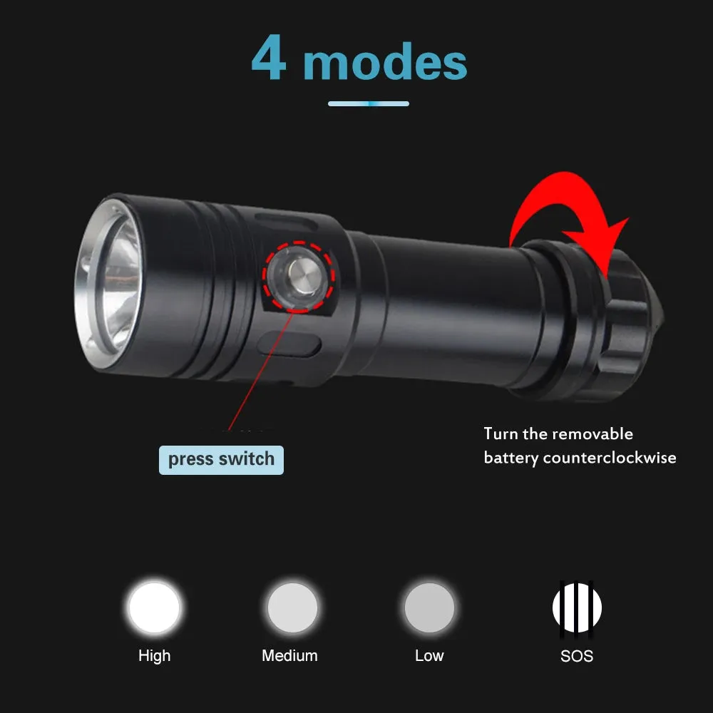 Asafee Af05D Led Flashlight Torch Underwater 50M Diving Lamp 4 File Waterproof L2 Dive Light Power By 26650 Battery