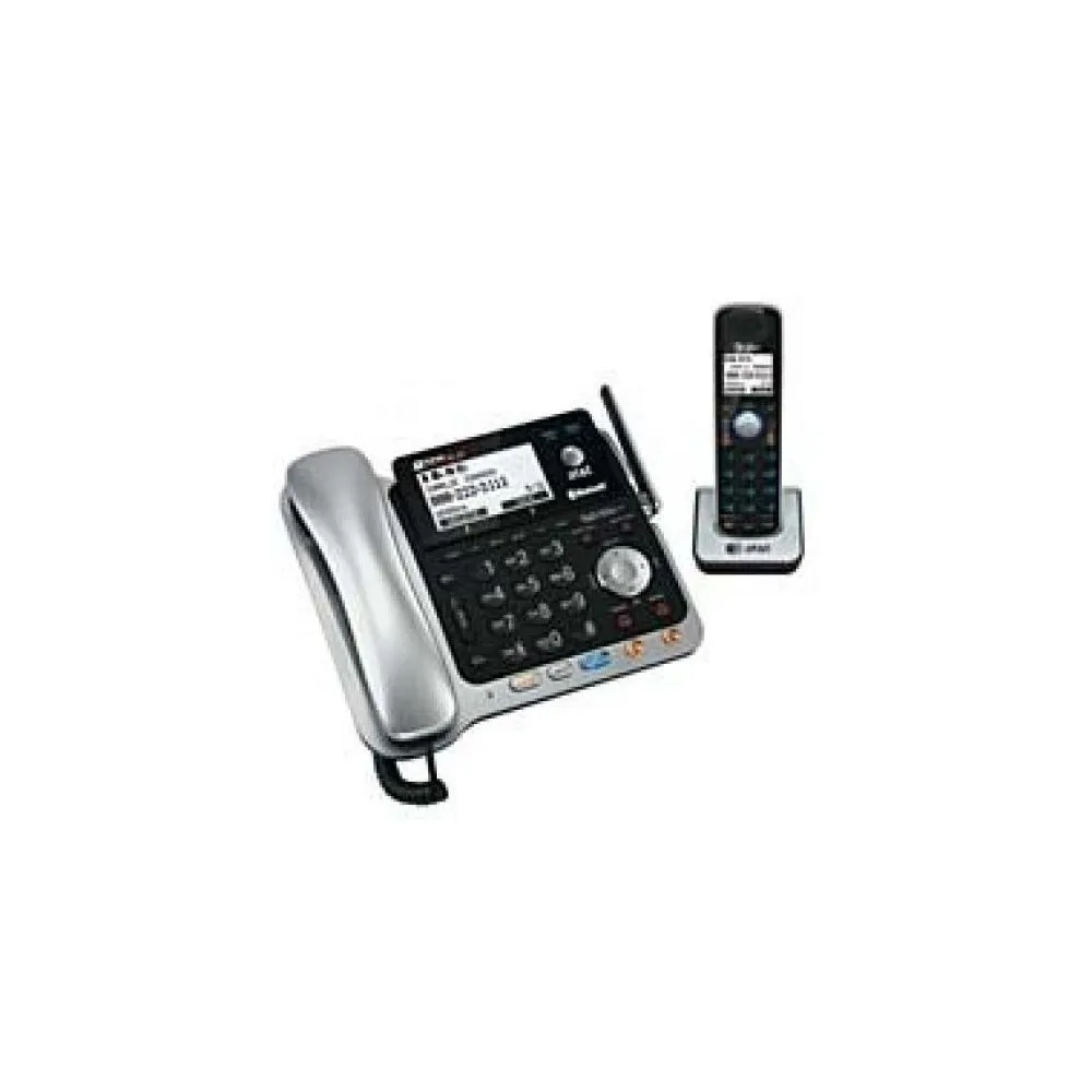 AT&T TL86109 DECT 6.0 2-Line Expandable Corded/Cordless Phone with Bluetooth Connect to Cell and Answering System, Silver/Black, 1 Handset