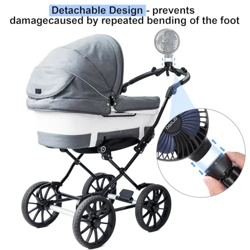 Automatic Oscillating Stroller Fan, With Detachable Tripod and 180° Electric Powered Rotate Portable Personal Small Mini Rechargeable USB Car Seat Clip on Fan for Crib Office Treadmill Bike Travel