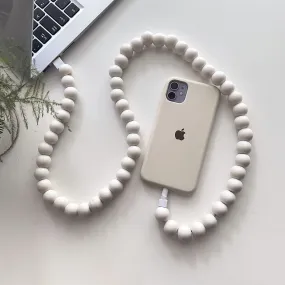 Beaded Phone Charger Cable / White