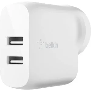 Belkin BOOST CHARGE 24 W AC Adapter USB - For Smartphone, Tablet PC Power Bank 4.80 A Output White WCE002AU1MWH