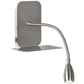 Bright Star Lighting WB174/1 USB Satin Chrome Wall Bracket with Gooseneck Arm for LED