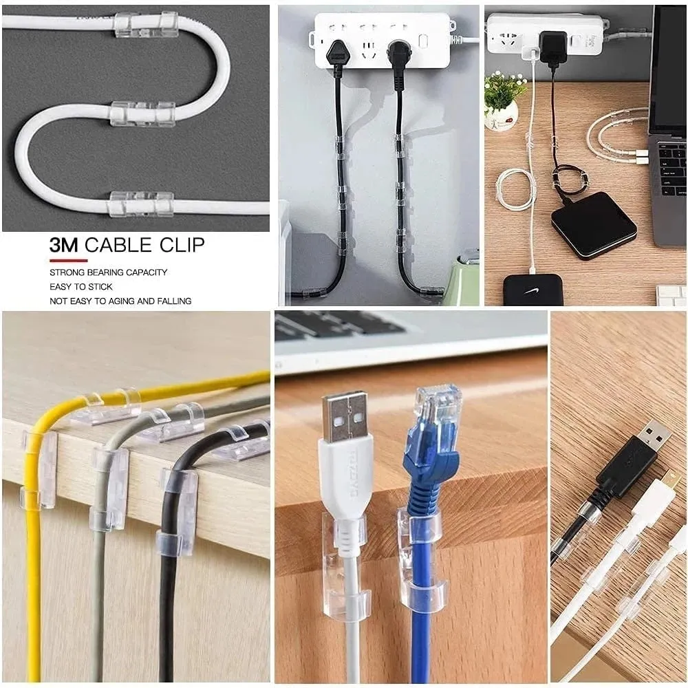 Cable Management Clips - ABS Desktop Organizer for USB Charging & Data Lines