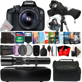 Canon EOS 4000D 18MP DSLR Camera   18-55mm & 500mm Lens Accessory Kit